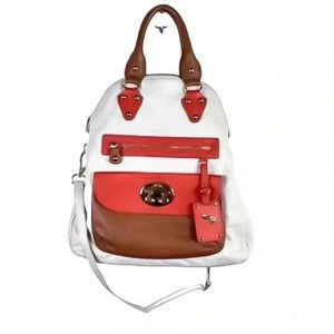 Emma Fox‎ White Leather Fold Over Crossbody Purse